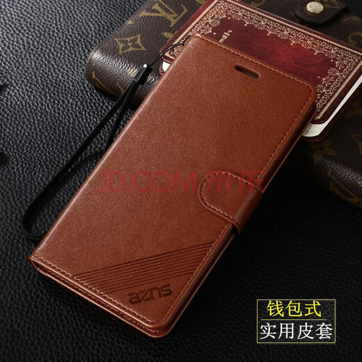 AZNS 华为荣耀8X手机壳JSN一AL00a保护翻盖皮套防摔honor8x前后全包软商务侧翻男女款 荣耀8X【黑色】