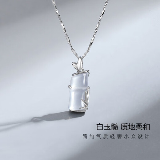 Fanzheshi PT950 platinum necklace for women, light luxury design bamboo pendant Christmas gift for girlfriend, noble platinum version, I have you, bamboo pendant necklace