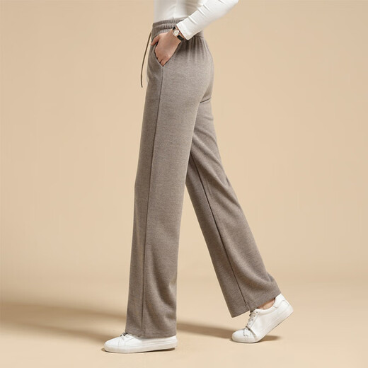 Every time casual pants women's autumn and winter plus velvet thickened loose straight wide-leg pants women's new style 8317H card 2XL