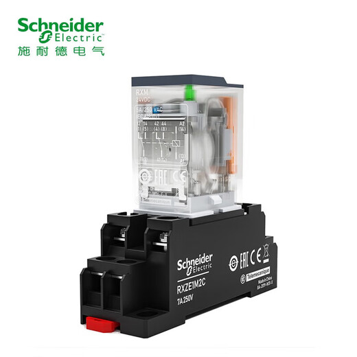 Schneider Electric intermediate relay RXM with base 8 pins 2 open 2 closed 24VDC 5A 24V with LED indicator RXM2LB2BD+RXZE1M2C