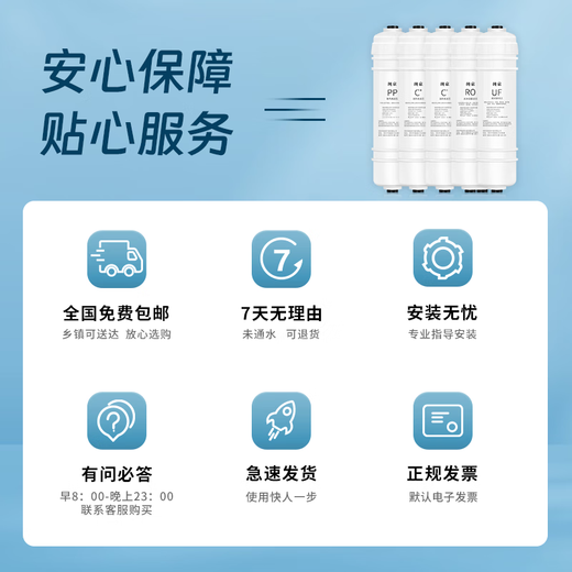Pure Jing suitable for Midea water purifier filter element S1 series PAC composite C1 front activated carbon C2 rear activated carbon RO reverse osmosis membrane water purifier filter element general MRC1592A-50G [full set of M6 series 4 pieces]