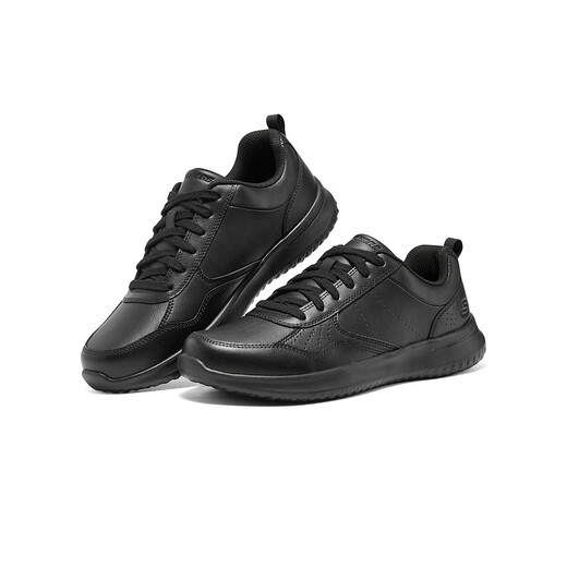 Skechers Men's Casual Leather Shoes Business Commuting Black Work Shoes Simple and Versatile Black Sports Shoes 210835 All Black/BBK 42
