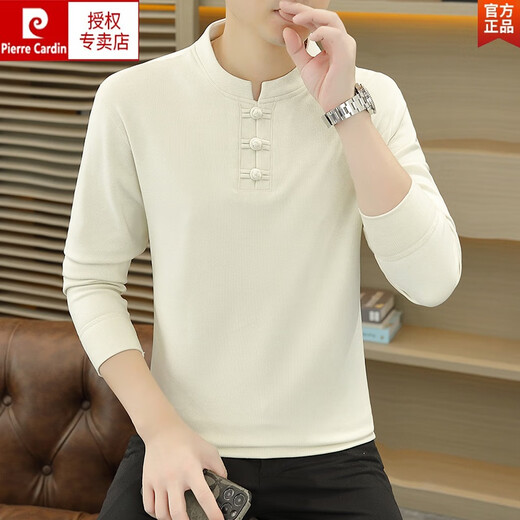 Pierre Cardin (pierre cardin) stand collar long-sleeved t-shirt men's spring and autumn Chinese style Henry collar polo shirt trendy autumn wear inner base t 8806 gray M