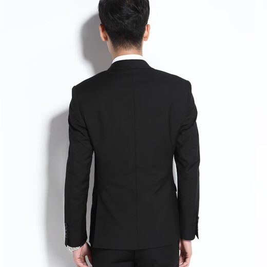 Yhv suit suit men's slim fit youth interview suit business formal wear solid color college student best man wedding adult ceremony 1611 black two buckle XL (175) recommended 120-135Jin Jin equals 0.5 kg