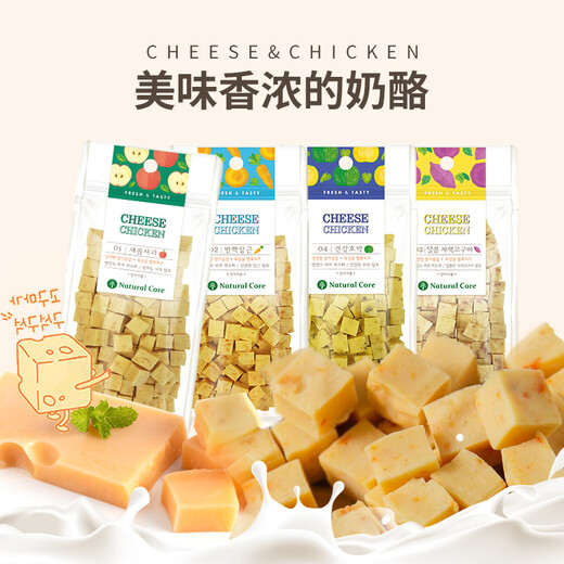 Núcleo natural coreano Núcleo Núcleo Núcleo Núcleo de pollo Fruites y verduras Pequeños Fondo de perros pequeños Tedico Bocadillos para perros peludos Manzana de queso de pollo Corte 80g*4 bolsas