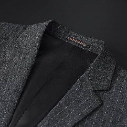 Fat Brother Plus Size Men's Suit Suit Men's Vertical Stripe Suit Three-piece Wedding Groom's Suit Plus Fat Oversize Formal Suit Black Vertical Stripe 7XL (280-300Jin Jin is equal to 0.5 kg)