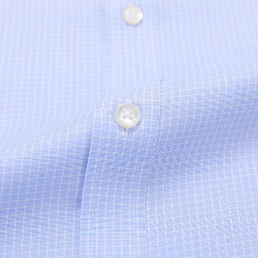 YOUNGOR long-sleeved shirt men's plaid DP no-iron shirt pure cotton fabric anti-wrinkle flat and easy to care for new product GLDP16387HJA blue grid 40