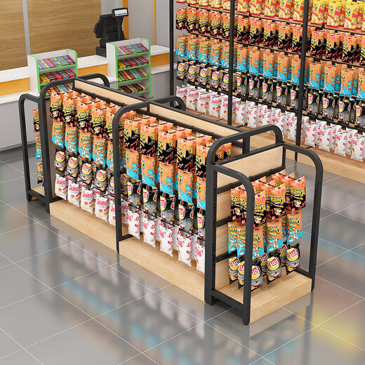 Muyi Supermarket shelf display rack convenience store hook Zhongdao Cabinet Snacks Maternal and Baby Stationery Store Adjustable double-sided rack [End hook] 690*360*1300