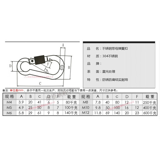 Cat buckle, rope buckle, safety buckle, nut, spring buckle, carabiner chain, connecting buckle, mother M12*140 standard type 10 prices