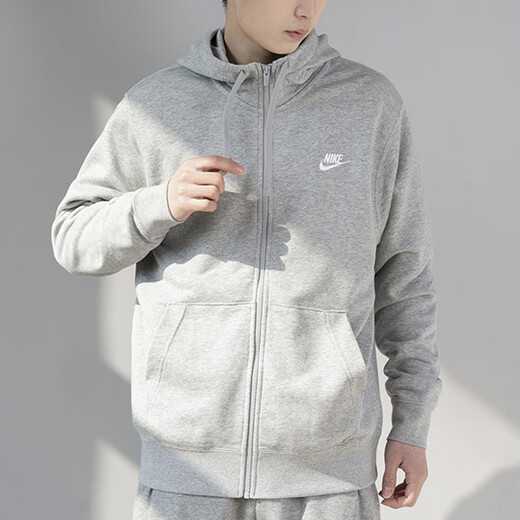 Nike (NIKE) Jacket Men's 2025 Autumn and Winter New Sportswear Windproof Casual Top Loose Hooded Knitted Jacket Hot Recommendation/Classic Fashion Gray/Photo Refund 5 L (175/92A)