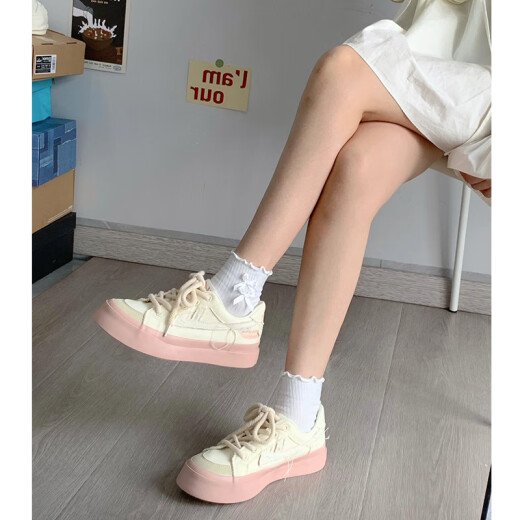 Pull back women's shoes canvas shoes women's 2024 new shoes women's versatile summer student white shoes breathable casual sneakers women's rice pink 37