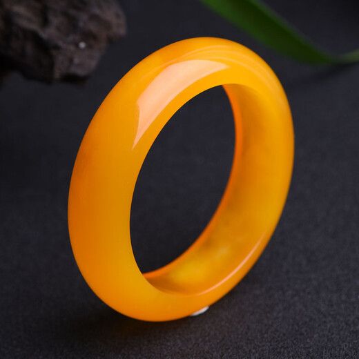 Flying Goose Chicken Fat Yellow Beeswax Bracelet, Amber Raw Stone Bracelet, Beeswax Women's Jewelry, Picture Color, Ring 60-61