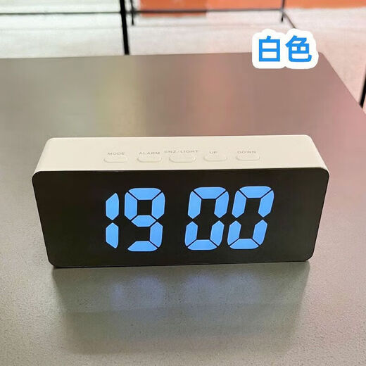 小米（MI）米家通用ins简约LED夜光闹钟台式镜面时钟温度贪睡电池 719白色 LED镜面钟-送电池+USB线