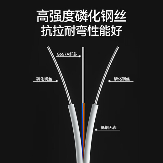 烽火（FiberHome）室内蝶形引入光缆入户光纤线宽带皮线电信级fttr组网2芯100米GJXH-2