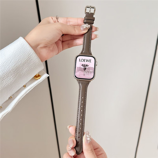 Xingying Burgund Slim Taille S10 Huaqiangbei S9 Gurt Ultra2 Dünnes Echtes Leder geeignet für iWatchs8/S9 Apple Fine Leder-Dark Brauner Apfel iwatch New S841m