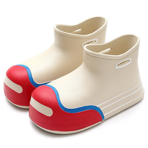 Zhenxi Botas de lluvia para mujeres tubos cortos de moda, dibujos animados lindo Eva Summer grueso Suele impermeable sin deslizamiento Botas de lluvia para adultos resistentes a los adultos Khaki 36.5 Adecuado para tamaños 36-37