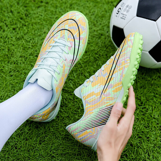 
ZEZUU low-top football shoes for men and women TF broken nails children AG long nails adult boy artificial grass training shoes 761D green broken nails 40
