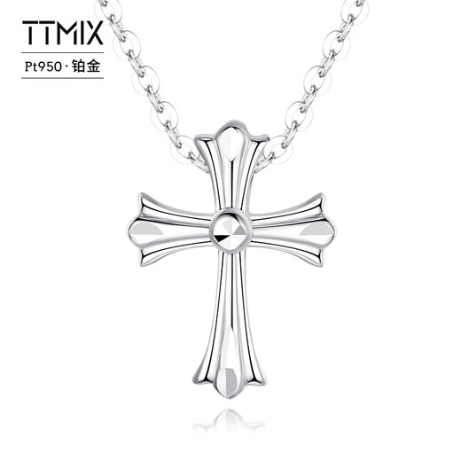 TTMIX cross platinum necklace for women pt950 simple, fashionable and versatile platinum pendant for girlfriend 3.3-3.5g 40+3cm