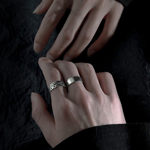 Ostantin S925 silver ring for men, trendy and fashionable, smiling face, adjustable, Valentine's Day birthday gift for boyfriend, girlfriend and husband, silver bliss ring - single Jingsuda