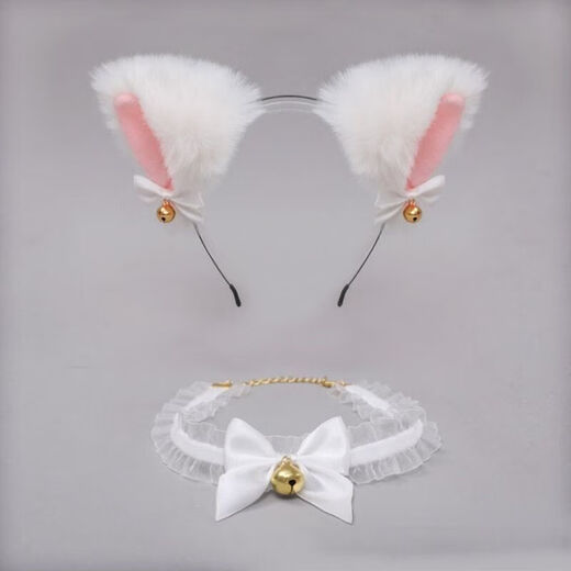SMVP cat ear headband headband female cat cute funny hairpin bell collar cos cat girlfriend anchor couple black cat ear headband + black bow neck bell