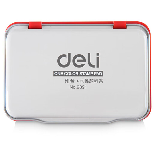 Deli (DELi) Sekunden Trockendrucktisch Set Red Indonesian Box Financial Accounting Stempel Schnell Trockener Tinte Schnelle Trockenpresse Handabdruck Fingerabdruck kreisförmige Seehunddichtung Öl Bürovorräte 9891 [Metall Sekunden trocken] 104*71mm