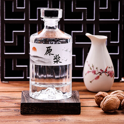 Baijie wine bottle, glass liquor bottle, bubble wine bottle, liquor bottle, special high-end home brewing container, two empty wine bottles as a gift