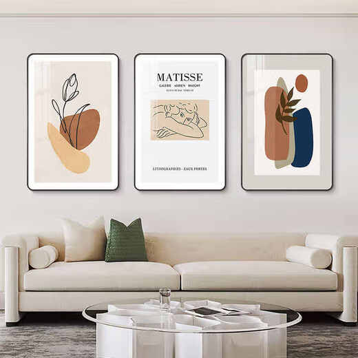 
Huaixue modern simple living room decoration painting Nordic abstract sofa background wall hanging painting high-end touching figure triptych painting mural JD13553 30*40/30*40/30*40 Textured oil canvas pvc black edge