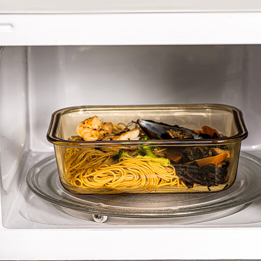Van Gogh glass lunch box microwave oven borosilicon heat-resistant sealed refrigerator fresh-keeping box office worker heating and separation lunch box round two-grid 1050ml