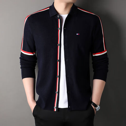 Tommybulltommy Autumn Button Strickjacke V-Ausschnitt-Revers-Pullover dünne einfache lässige und vielseitige Pulloverjacke Männer 9215-Gragen V-Ausschnitt 125/185 Vorgeschlagen 170-190jin [Jin ist 0,5 kg]