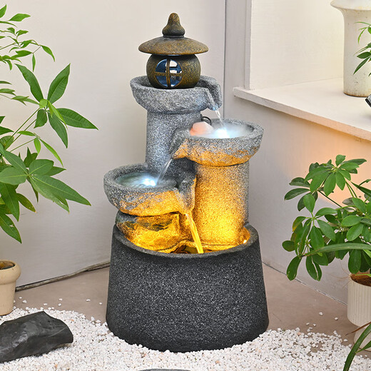 奈源庭院花园假山流水喷泉摆件循环水落地中式田园玄关阳台养鱼池造景 6627【40*42*73】
