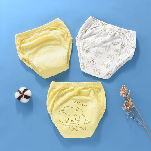 CLCEY baby toilet training pants baby summer anti-diaper pocket men and women gauze quit diaper wet artifact can wash diapers white + green + yellow 3-piece pack 90cm (suitable for within 12 months 18Jin [Jin equals 0.5 kg])