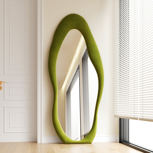 
Varma dressing mirror floor-standing modern simple wall-mounted home fitting mirror Internet celebrity special-shaped mirror bedroom wall-mounted full-length mirror light luxury pearl rice 175*70 floor-standing model