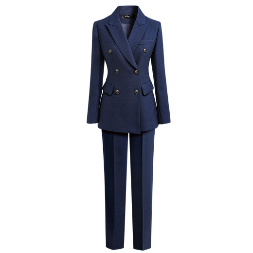 Vishipin suit suit for women, winter thickened suit jacket, temperament, capable and fashionable, business commuting professional formal wear, navy blue suit + trousers, thick section 2XL recommended 128-137Jin Jin equals 0.5 kg