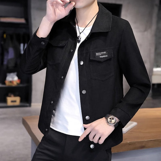 真维斯（Jeanswest）春秋季新款夹克男士修身百搭上衣服帅气潮流青年休闲百搭牛仔外套 2008卡其夹克 XL 【125-140斤】