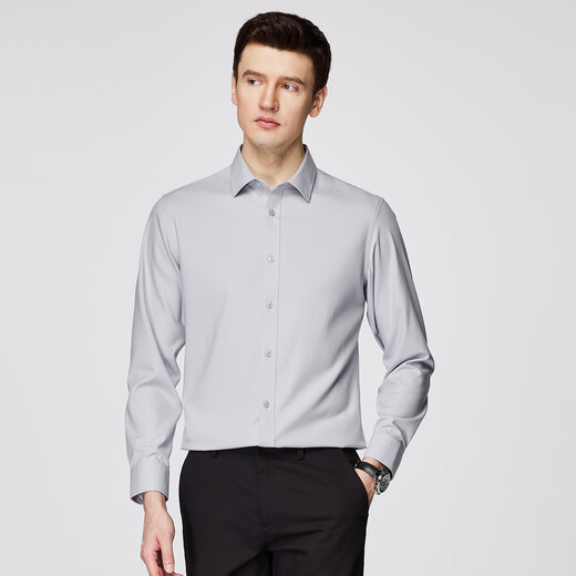 杉杉【30%莫代尔】衬衫长袖春秋柔软抗皱不起球不沾毛商务休闲衬衣