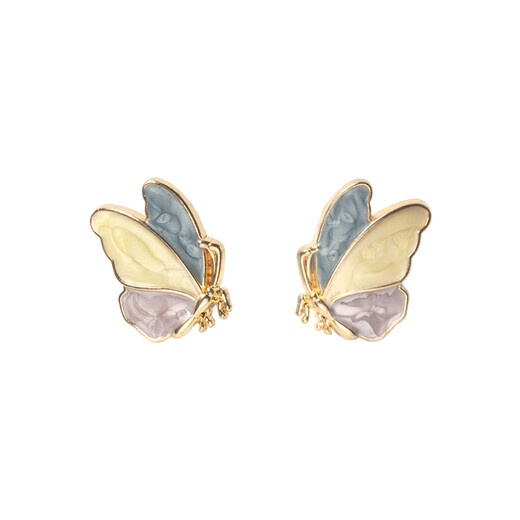EKUSTYEE butterfly small brooch for women, cute collar pin, anti-exposure buckle, creative pin buckle, simple and versatile clothing neck accessories, a pair of three-color wing brooches + gift box