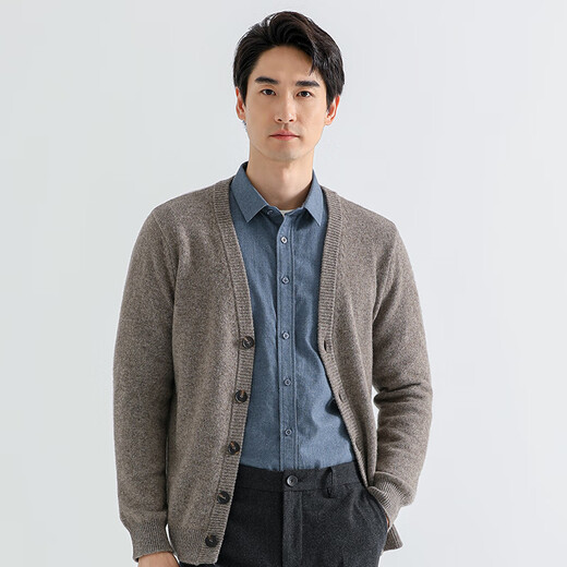 SHOKAY business commuting casual design men's sweater sweater cardigan [yak velvet wool] AM-CA-PC deep khaki M