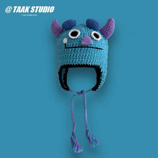 Meilun Mei Pian's same style cute and funny woolen hat for women, autumn and winter warm ear protection cartoon green knitted pullover hat for men, green frog headband M (56-58cm)