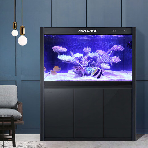 Fujian River (Minjiang) Fischtank Aquarium Bildschirm Wohnzimmer ökologische Landschaftsbau wasserfreies Goldfisch-Tank Zierdrache Fischtankschildkröten-Wassergras-Tank Noble Schwarz (Fischbeschaffungsgeschenke + Landschaftsgestaltung Giftpaket + verbesserter Filter) Länge 60* Breite 30* Höhe 135 (Fischtank + Schrank) Schrank)