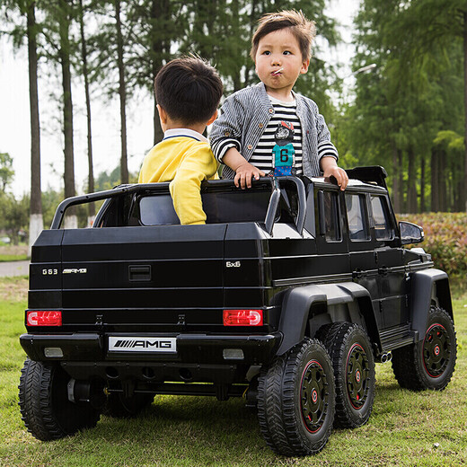 
Teacher Ma ELECTRONIC TOY CAR Mercedes-Benz Big G Two-person Children's Off-Road Baby Swinging Car Six-Wheel Remote Control Toy Gift Car Can Sitting for Adults Supreme Black + LCD Animation Screen + All functions above 12V7A Large Battery