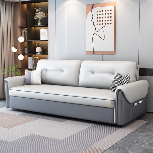 
Paicho simple technology cloth sofa bed folding dual-purpose small study room storage retractable single person pulling furniture outer diameter 2.22 meters storage model Coconut brown + latex version-tech cloth