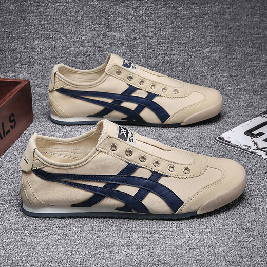 Zapatos fsat para hombres lienzo zapatos para hombres zapatos gump gump zapatos para hombres zapatos de tigre de un pie zapatos perezosos zapatos para hombres tigre tsuka primavera y otoño pareja lienzo 0606 metros lienzo azul 41