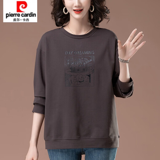 T-shirt à manches longues à manches longues et à manches longues de taille moyenne et à manches longues, Sweatshirts de printemps et d'automne, chemise de base supérieure à la mode de la mère d'âge moyen, Green Green [KSP-6191] L Convient 100-115Jin [Jin est égal à 0,5 kg]