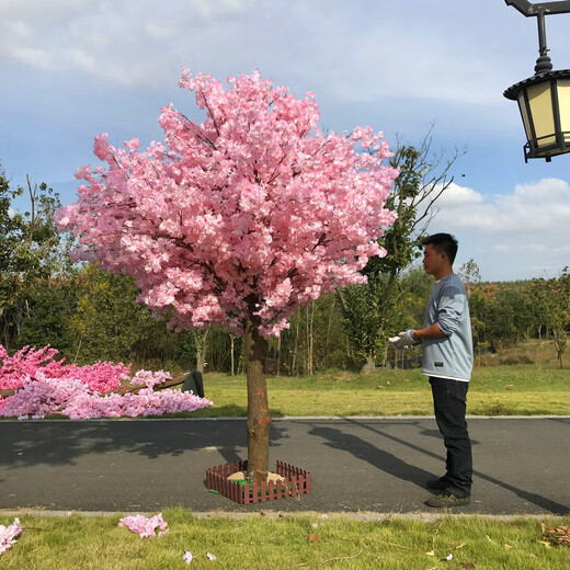 Flower e flow simulated cherry blossom fake peach tree large plant simulated cherry blossom tree simulated peach blossom tree wishing tree peach blossom living room decoration round 3.5 meters high 3.5 meters wide