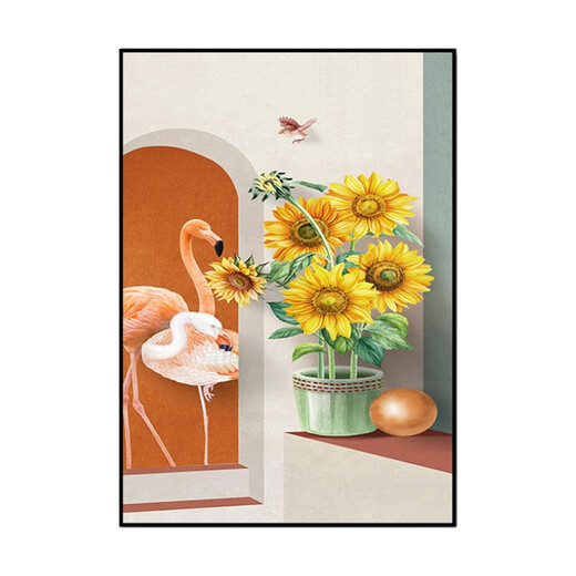 Mo Xiaoxie Sonnenblume Eingangsdekoration Malerei kleiner frischer Eingangshalle Fantasie Wandmalerei Nordic Style Wohnzimmer Gangmalmalerei Mo Xiaoxie 2694 50*70 cm Kristallfilm Eins Couplet Black Border
