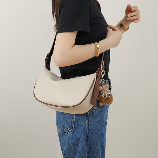 Naibaiqi praktisches Geburtstagsgeschenk Frauenbeutel Frauenbeutel Umhängetasche vielseitige Crossbody -Bag -Achselhöhle Scherze Geschenk für Freundin 6636 Milch Aprikosenfarbe - Geschenkbox + Rose + Bär
