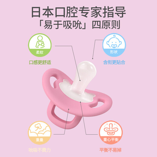 Pigeon pacifier silicone pacifier size S 0-3 months (light pink) with storage box N980