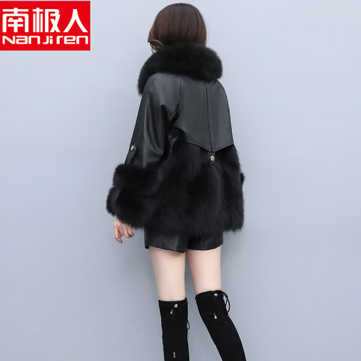 Zovasin Collection 2023 New Winter Fox Fur Fur Jacket Women's Short Down Liner Coat Fashionable Young Haining Mink Coat - Brown Lower Fur Integrated - XL116-125Jin [Jin equals 0.5 kg]