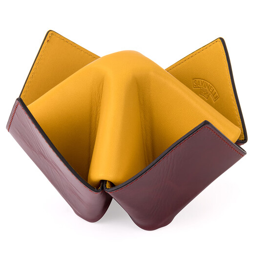 沙芬（SAVINELLI）意大利沙芬烟斗架进口东南西北折纸M674四斗位皮质烟斗架男士礼品 酒红-黄色