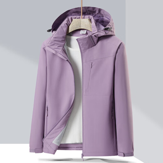 Simboo autumn and winter new outdoor soft shell jacket for women plus velvet warm jacket for men men's jacket sports windproof jacket for waterproof 9930S kiln powder - women [solid color] M